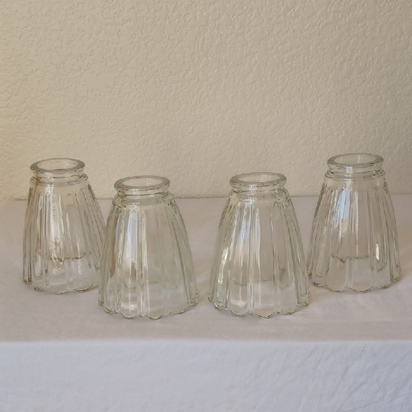 4 PIECE SET Glass Light Shades for Sconce or Ceiling Fan, Clear - Picture 1 of 16